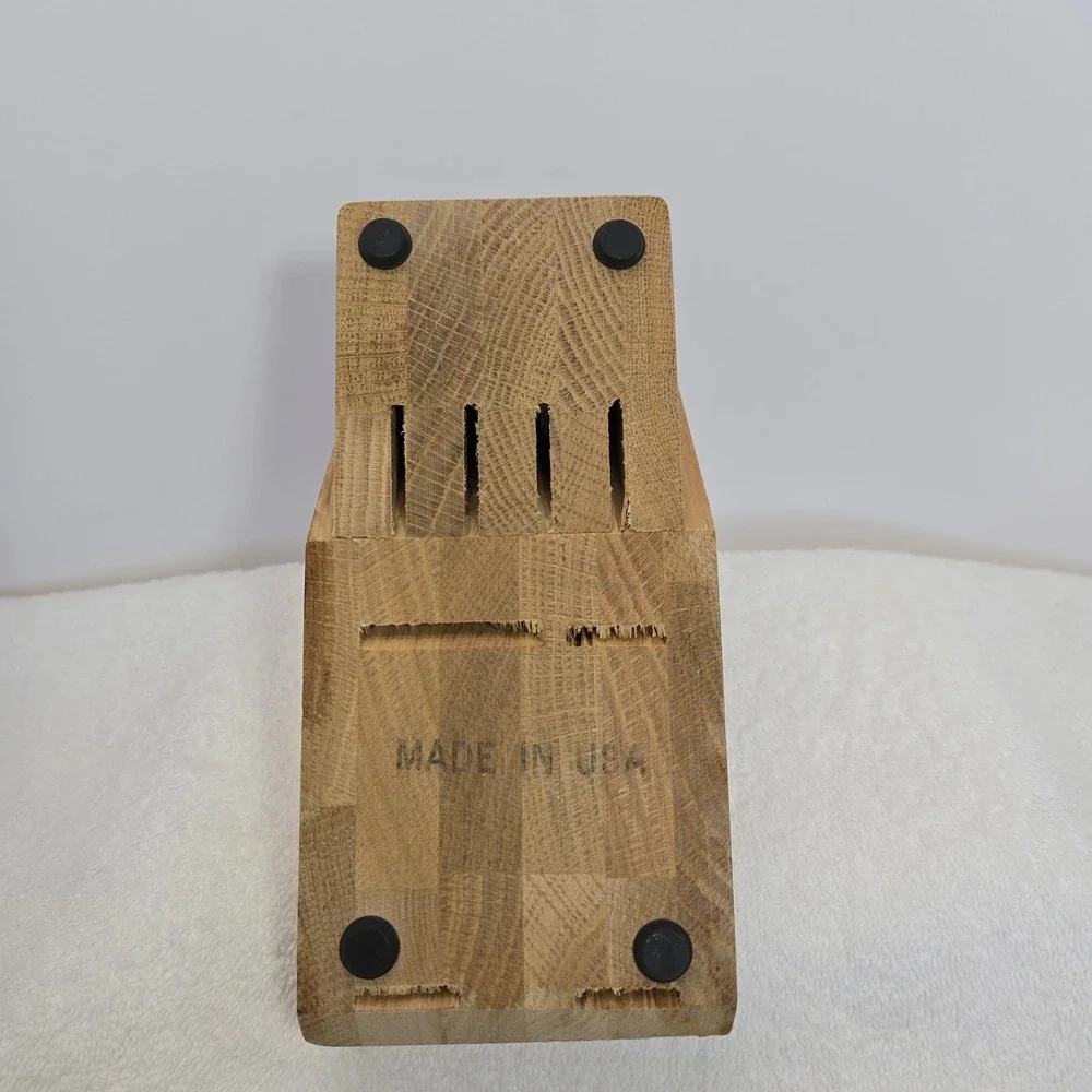 CUTCO 8 Slot Solid Wood Honey Oak Knife Block Holder Made in USA Vtg